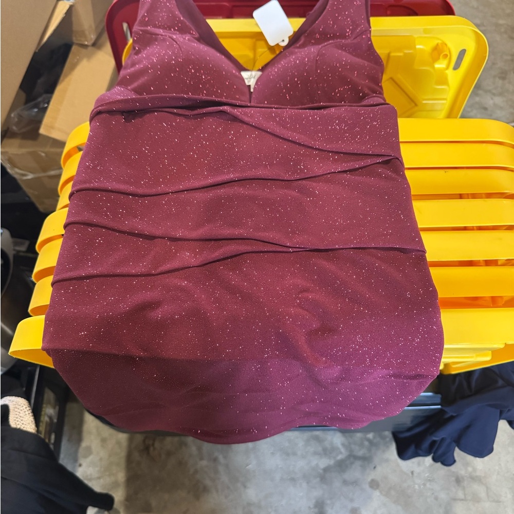 Emerald Sundae Sparkle‎ Burgundy Mini Dress